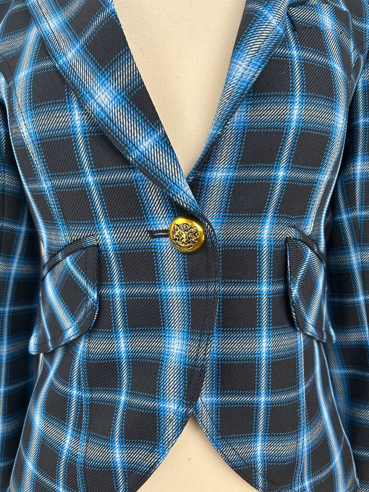 Smythe plaid single button blazer (size 4)
