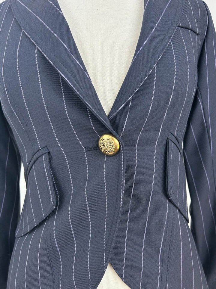 Smythe striped single button curved blazer (size 6)