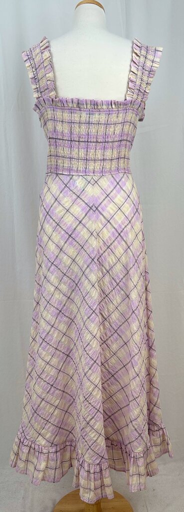 Ganni NWT smocked plaid midi dress (M)