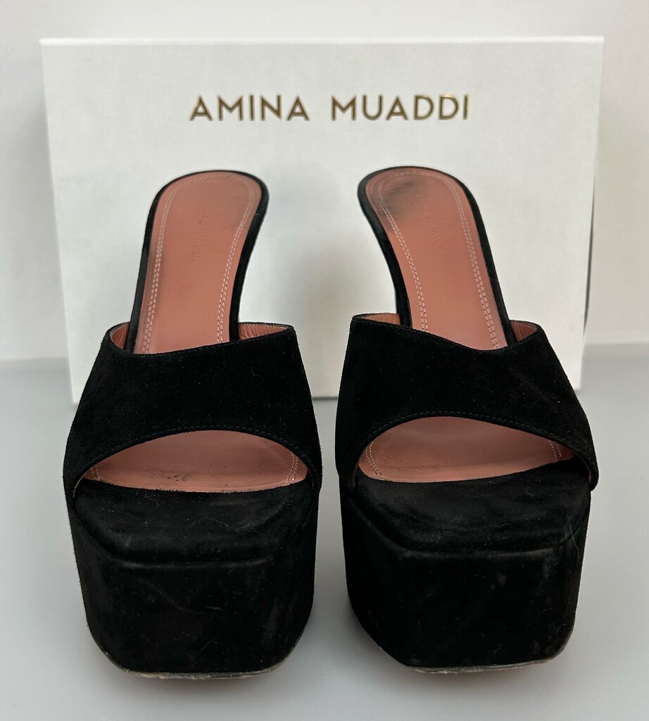 Amina Muaddi (SSENSE) Dalida suede platform heel (size 8)