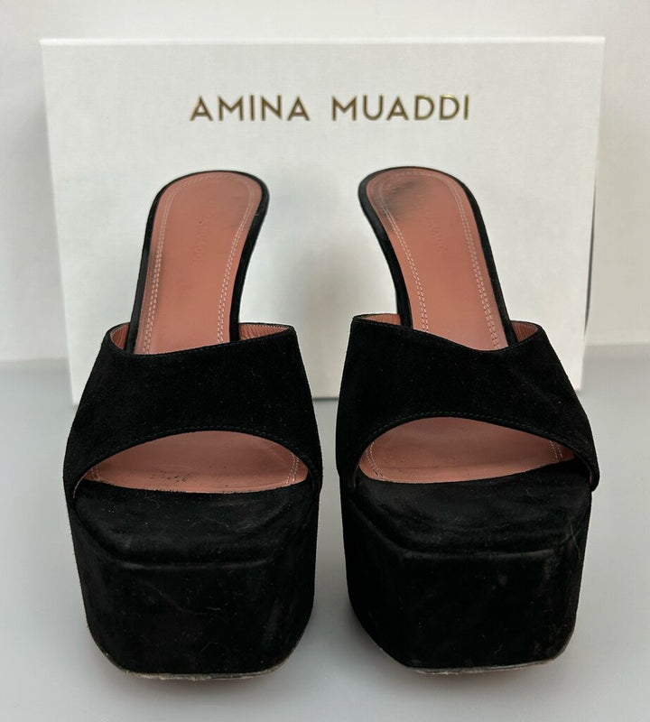Amina Muaddi (SSENSE) Dalida suede platform heel (size 8)