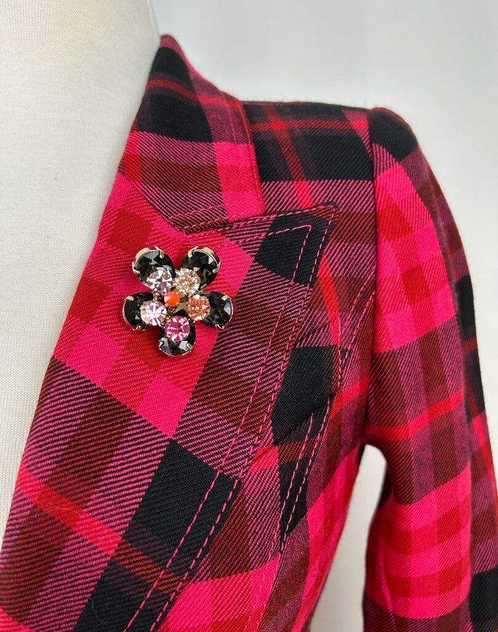 Smythe plaid single gold button blazer (size 4)