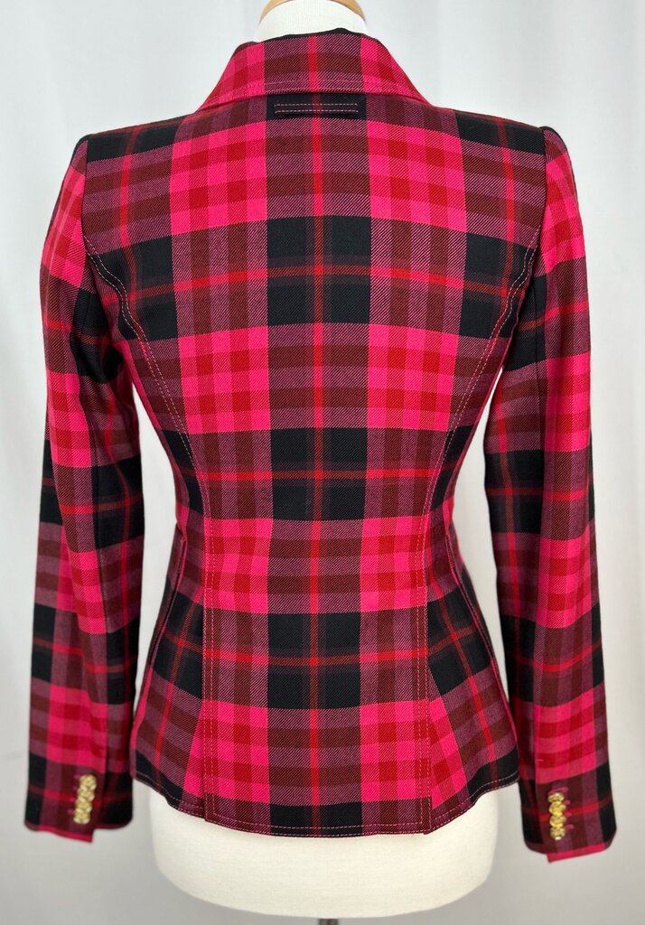 Smythe plaid single gold button blazer (size 4)