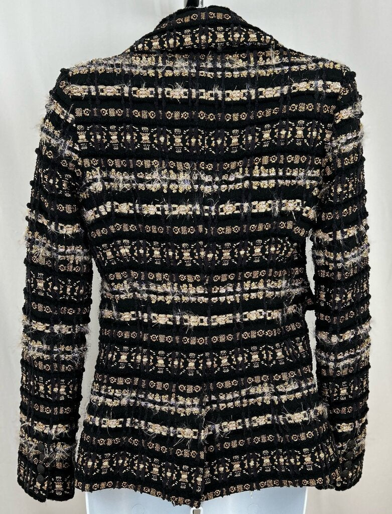 Smythe tweedy metallic thread single button blazer (size 2)