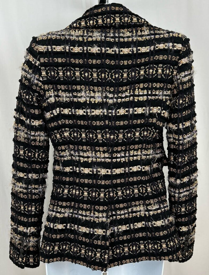 Smythe tweedy metallic thread single button blazer (size 2)