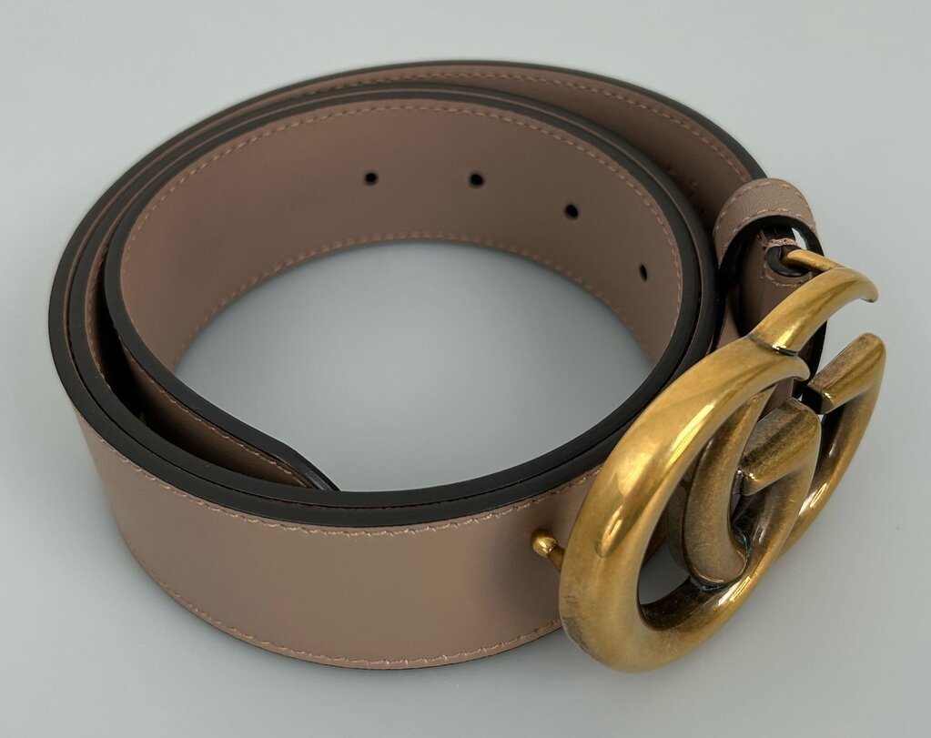 Gucci brass GG leather belt (size 85/34)