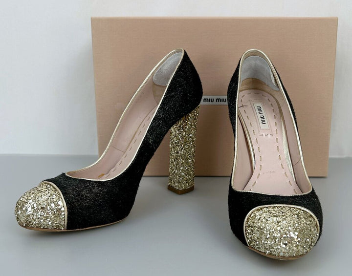 Miu Miu Sequin block heels (size 7.5)