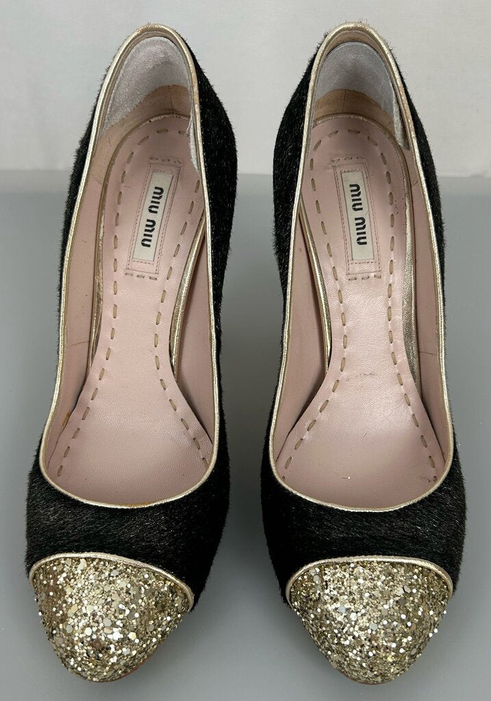 Miu Miu Sequin block heels (size 7.5)