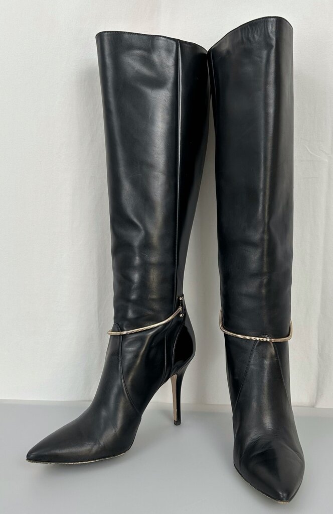 Hugo Boss "Nikie" heeled gold chain boot (size 7.5)