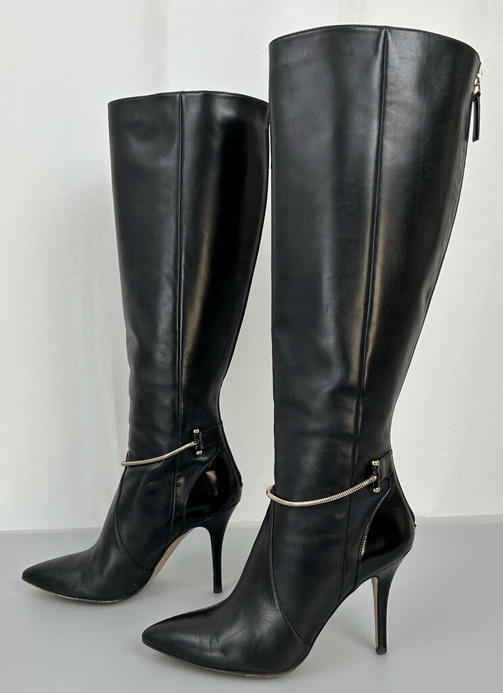 Hugo Boss "Nikie" heeled gold chain boot (size 7.5)