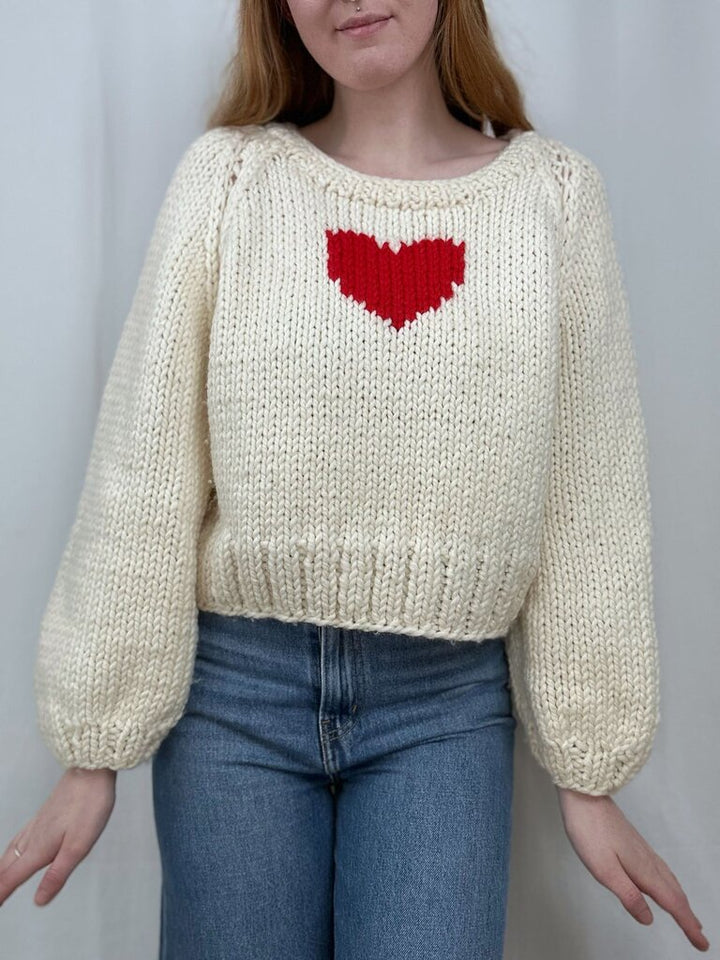 GOGO chunky knit heart pullover (L)