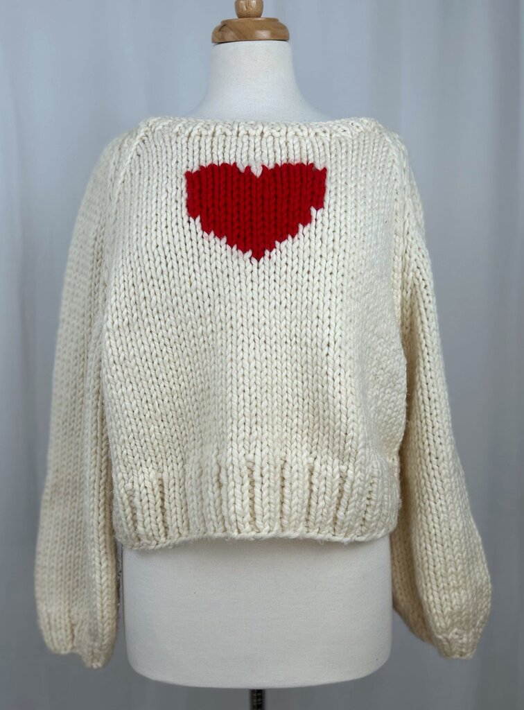GOGO chunky knit heart pullover (L)