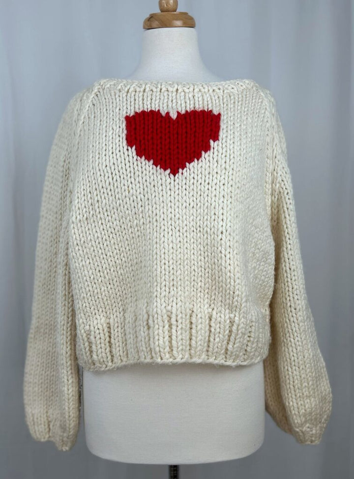 GOGO chunky knit heart pullover (L)