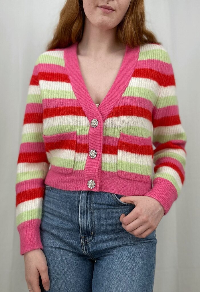 Ganni striped jewel button sweater (XS)