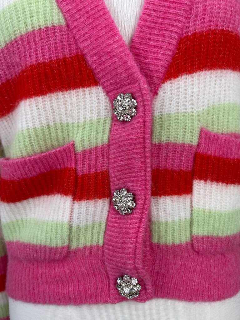 Ganni striped jewel button sweater (XS)
