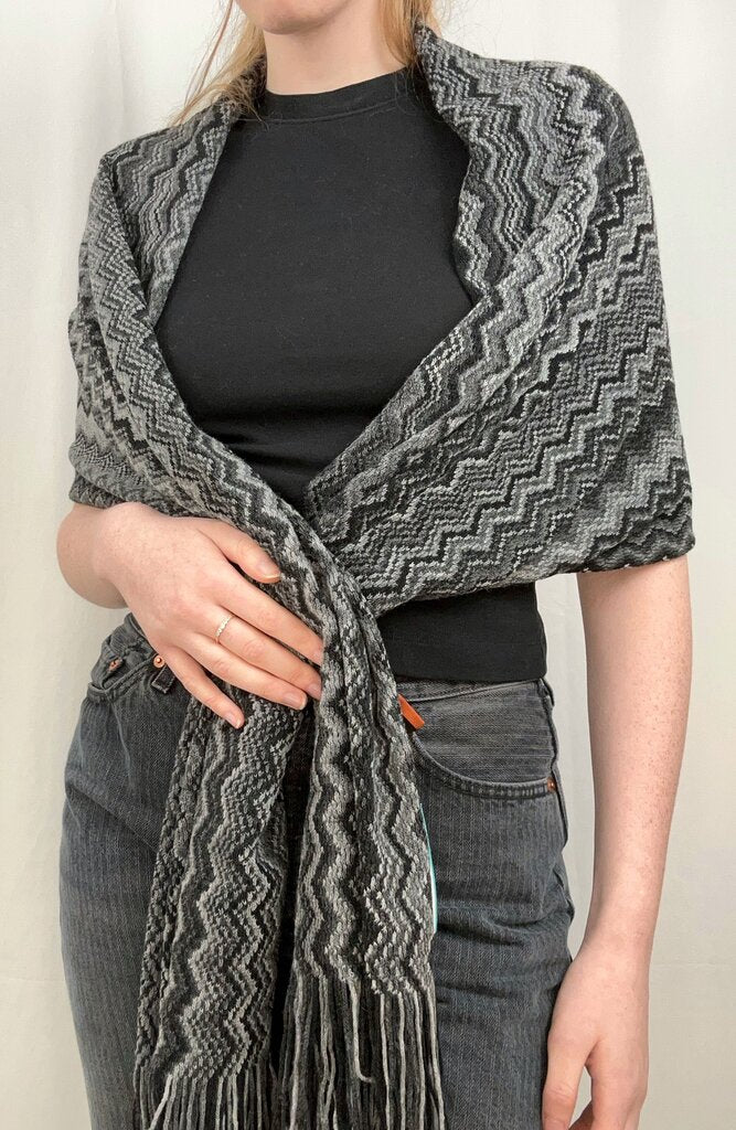 Missoni chevron knit fringe scarf