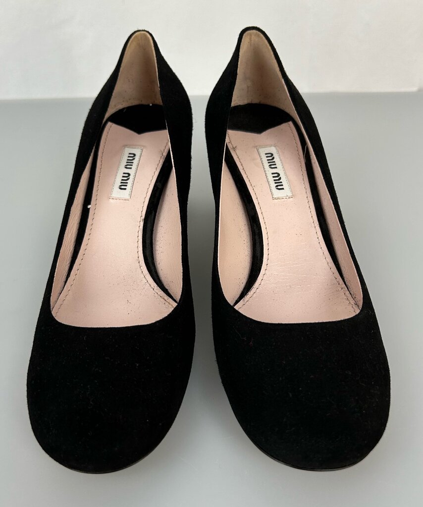 Miu Miu suede block jeweled heel (size 7.5)