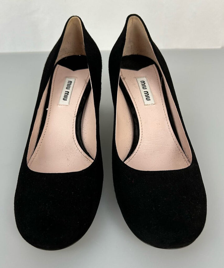 Miu Miu suede block jeweled heel (size 7.5)