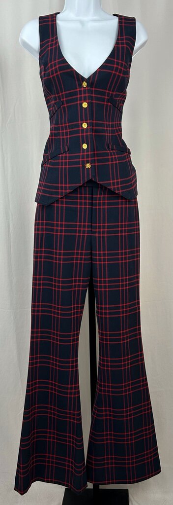 Smythe plaid gold button fitted vest (XS)