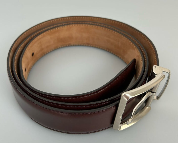 Ferragamo men's leather silver buckle belt (size 46)