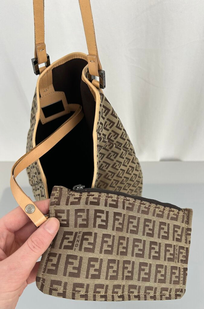 Fendi Zucchino fabric tote with pouch