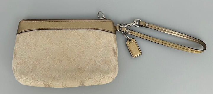 Coach bronze/gold fabric wristlet