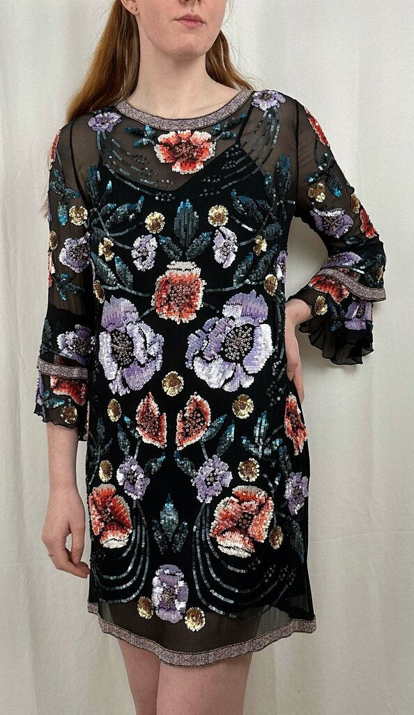 Matthew Williamson beaded silk shift dress (S)