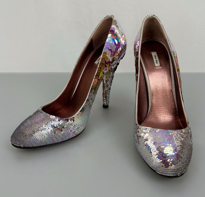 Miu Miu sequin almond toe pumps (size 8)