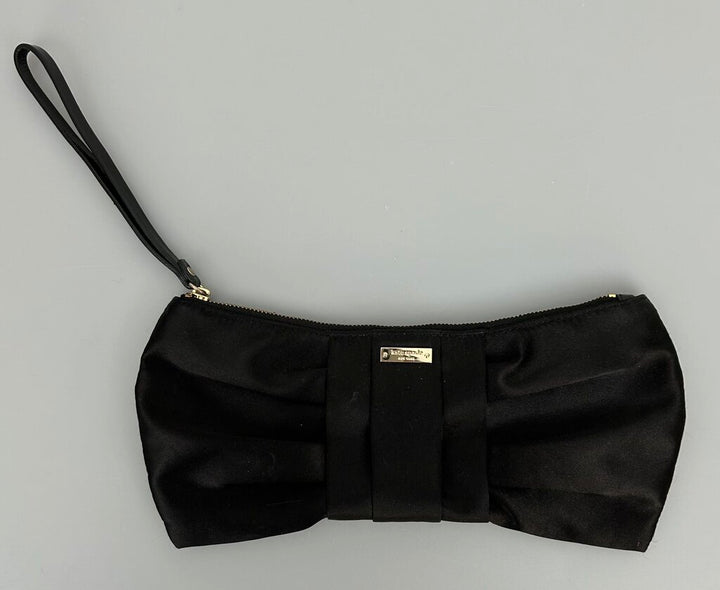 Kate Spade black satin bow clutch