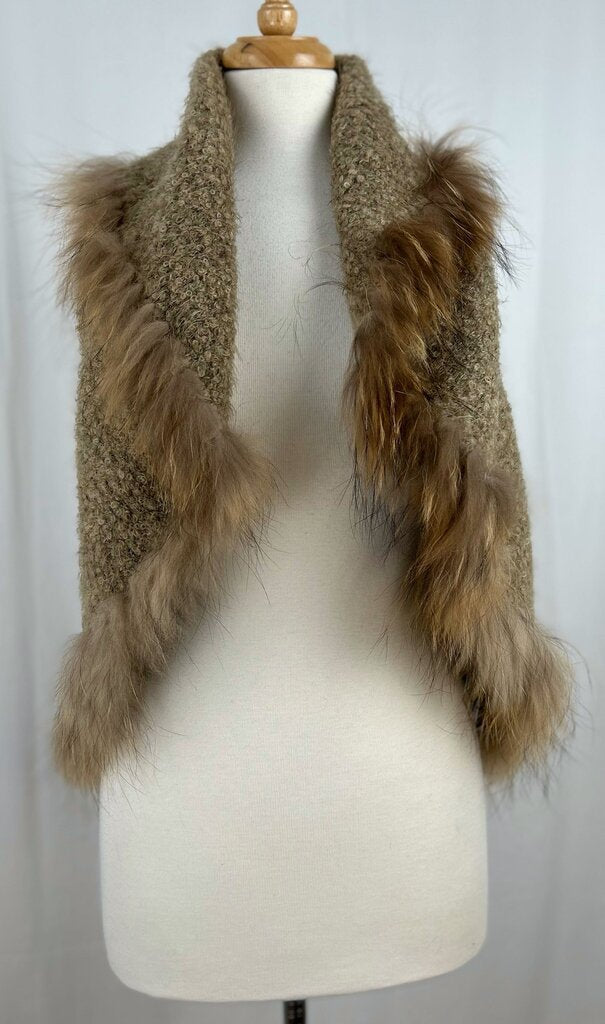 Rudsak racoon fur trim knit vest (XS/S)