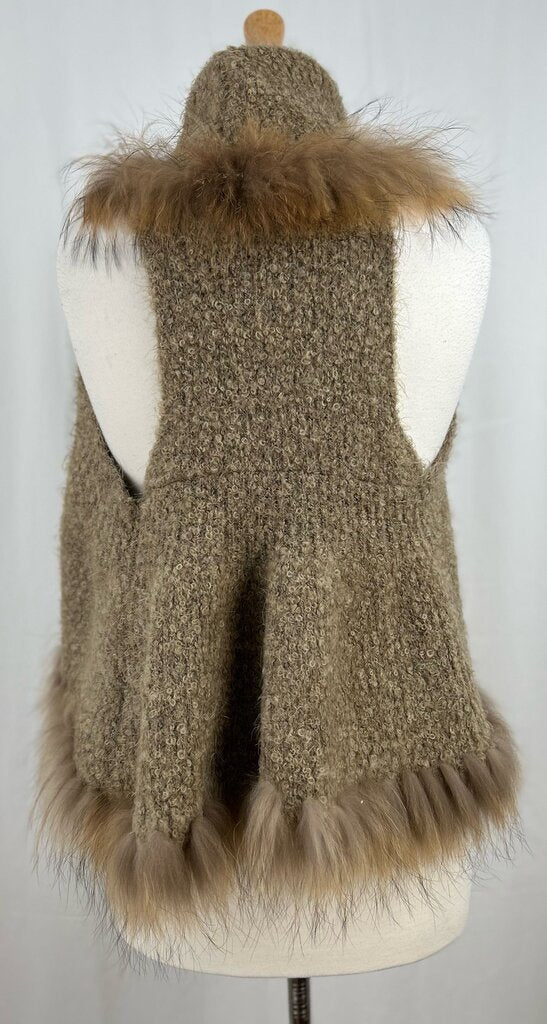 Rudsak racoon fur trim knit vest (XS/S)
