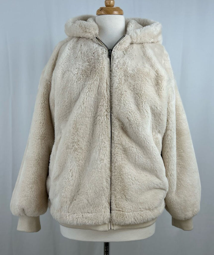 RD Style fuzzy hooded full zip jacket (XS)