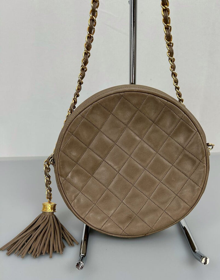 Chanel round lambskin tassel crossbody