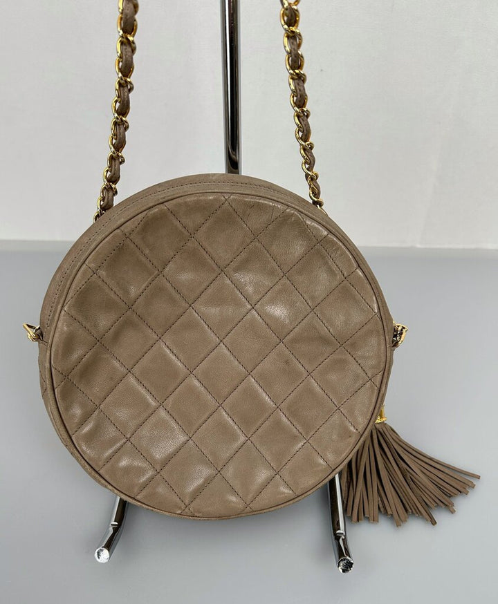 Chanel round lambskin tassel crossbody