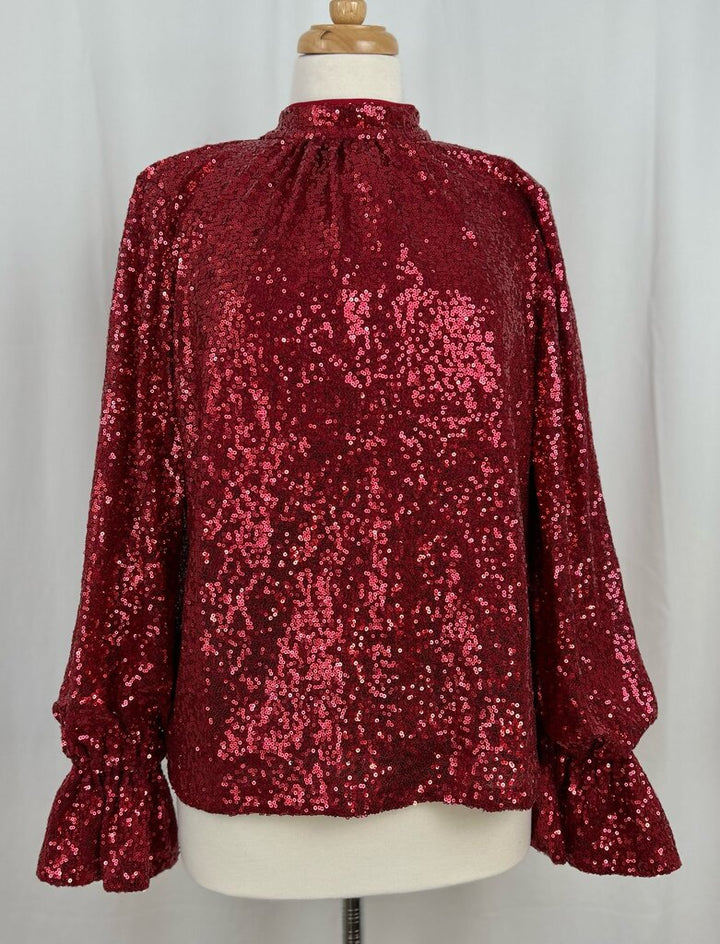 Bold Elements sequin high collar top (M)