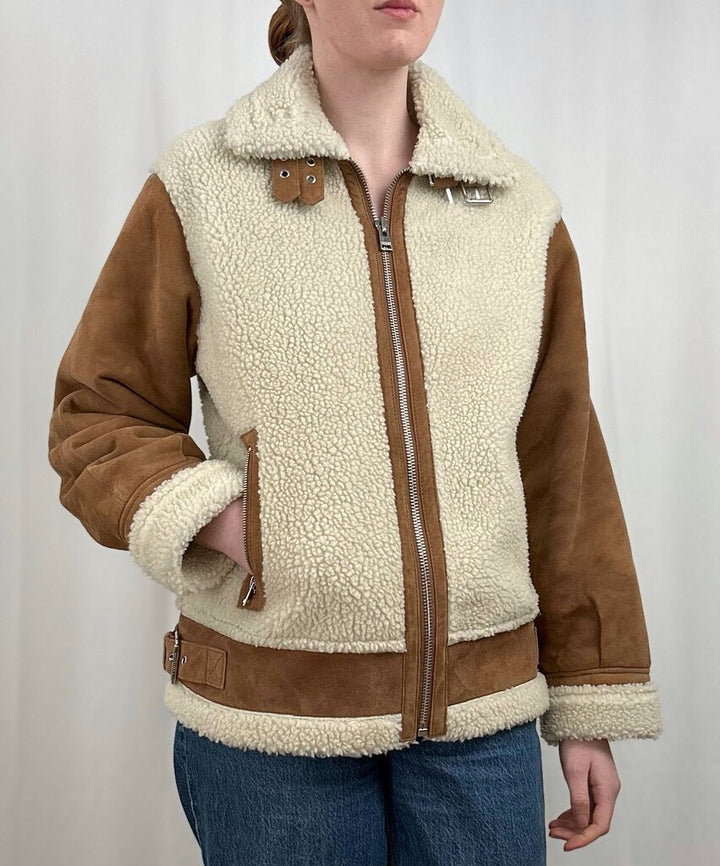 Lamarque goat leather/faux shearling jacket (M)