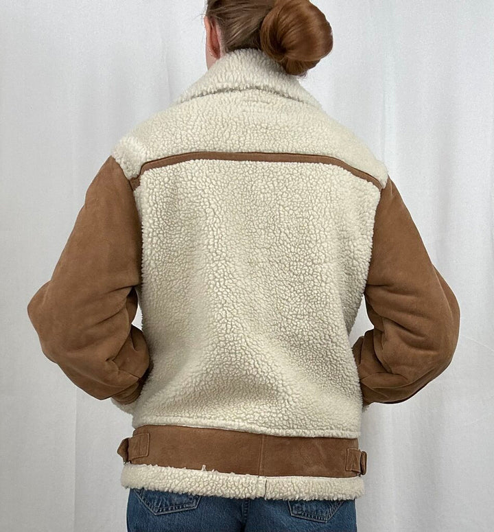 Lamarque goat leather/faux shearling jacket (M)