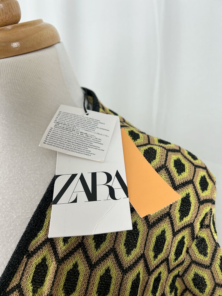 Zara NWT 70s diamond-print mini dress (L)