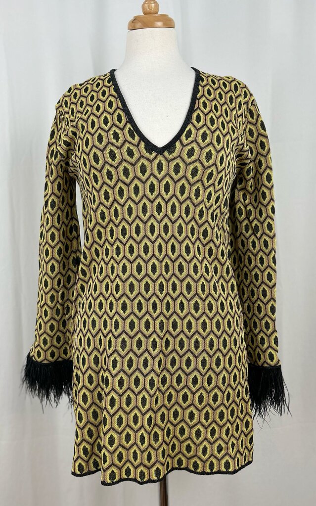 Zara NWT 70s diamond-print mini dress (L)