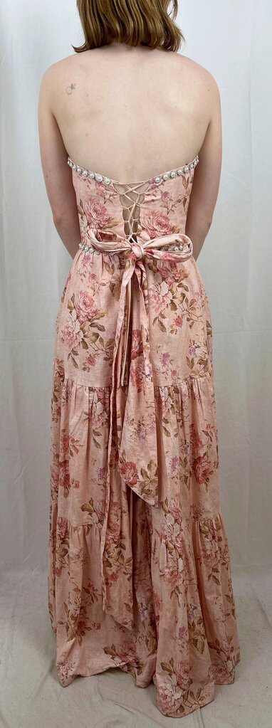 V. Chapman (Anthropologie) strapless floral tiered maxi dress (XS)