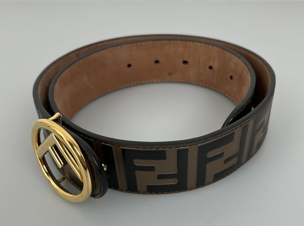 Fendi Zucca logo leather belt (XS)