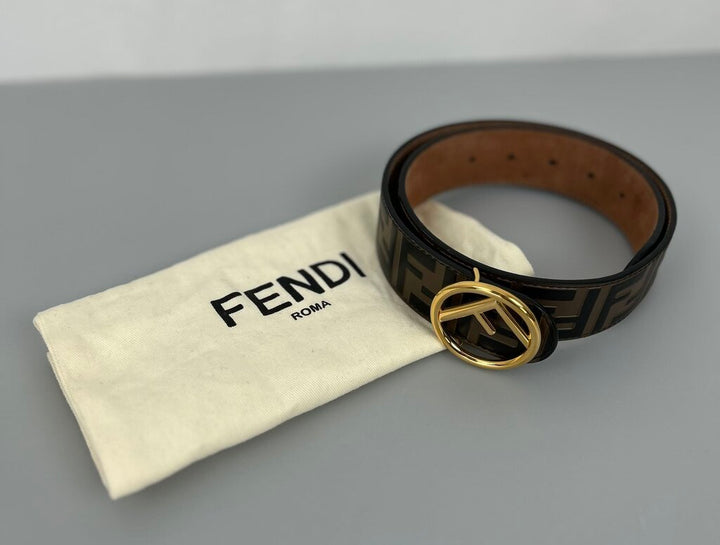 Fendi Zucca logo leather belt (XS)