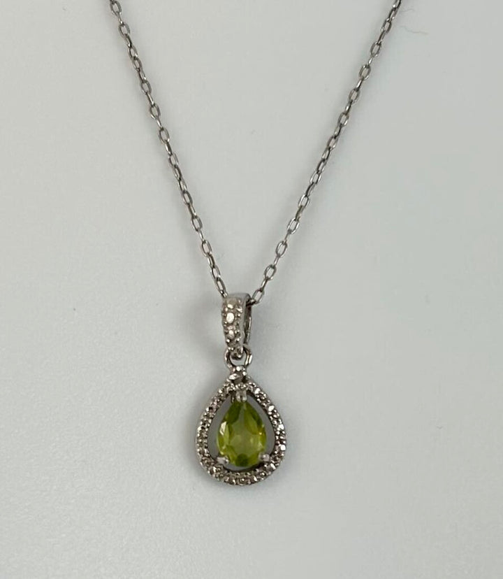 diamond & peridot teardrop pendant