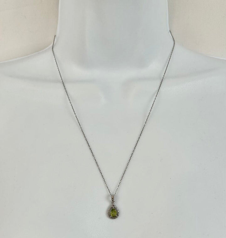 diamond & peridot teardrop pendant