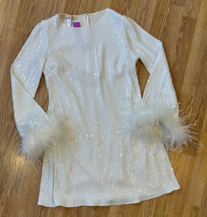 Hutch feather cuff sequin a-line dress (XL)