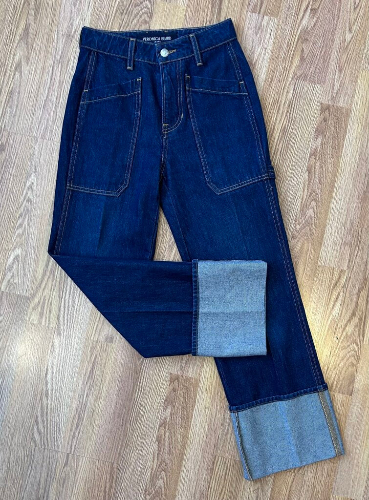 Veronica Beard "Dylan" high-rise cuffed straight jean (size 24)
