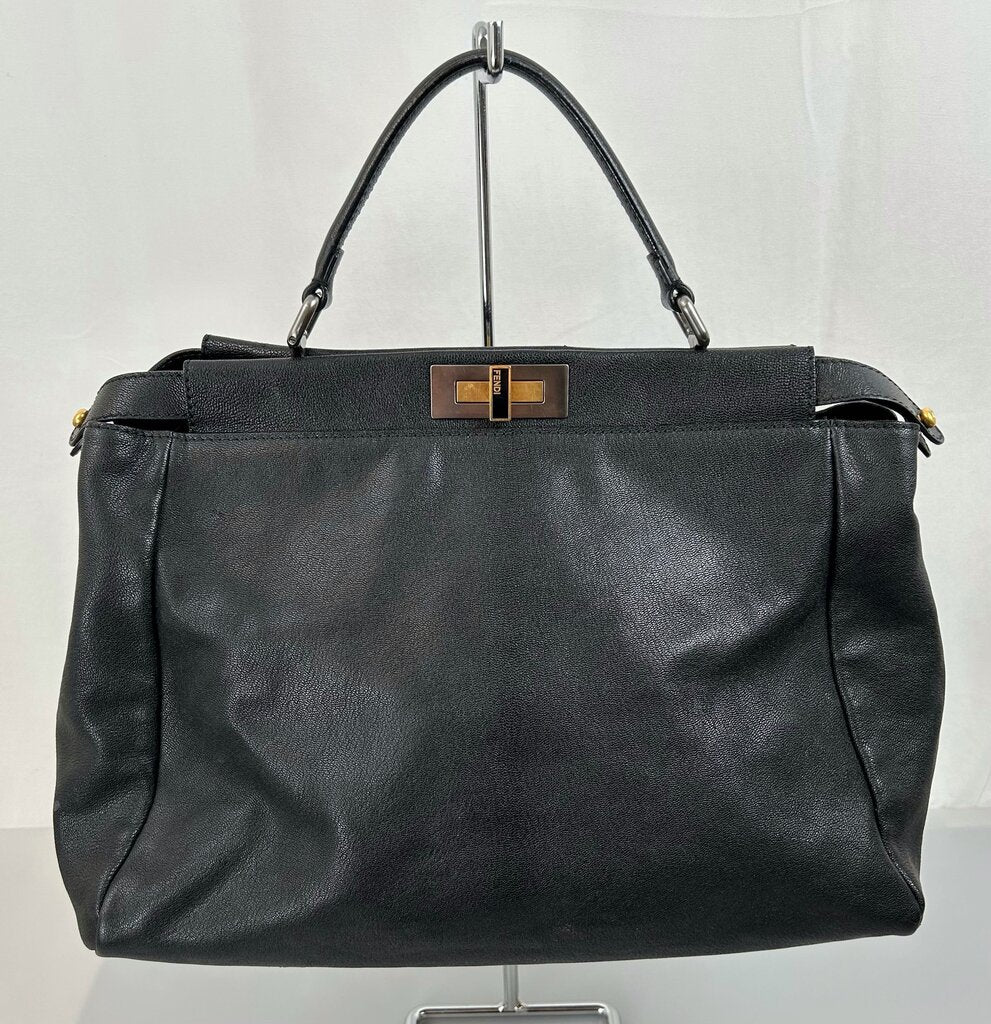 Fendi large leather double peekaboo handbag