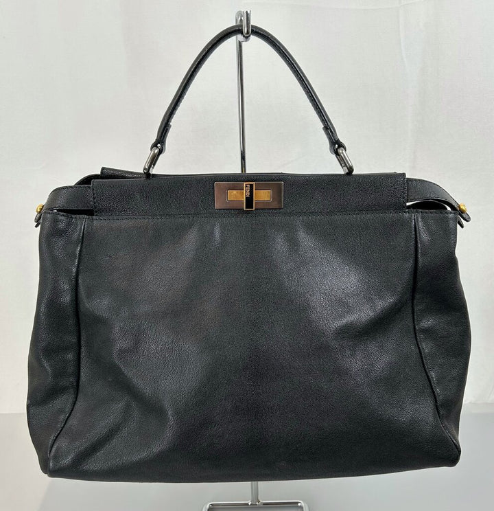 Fendi large leather double peekaboo handbag