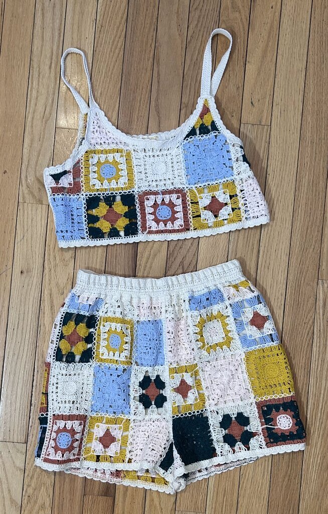 Rebellion crochet tank/shorts 2-PC set (S)