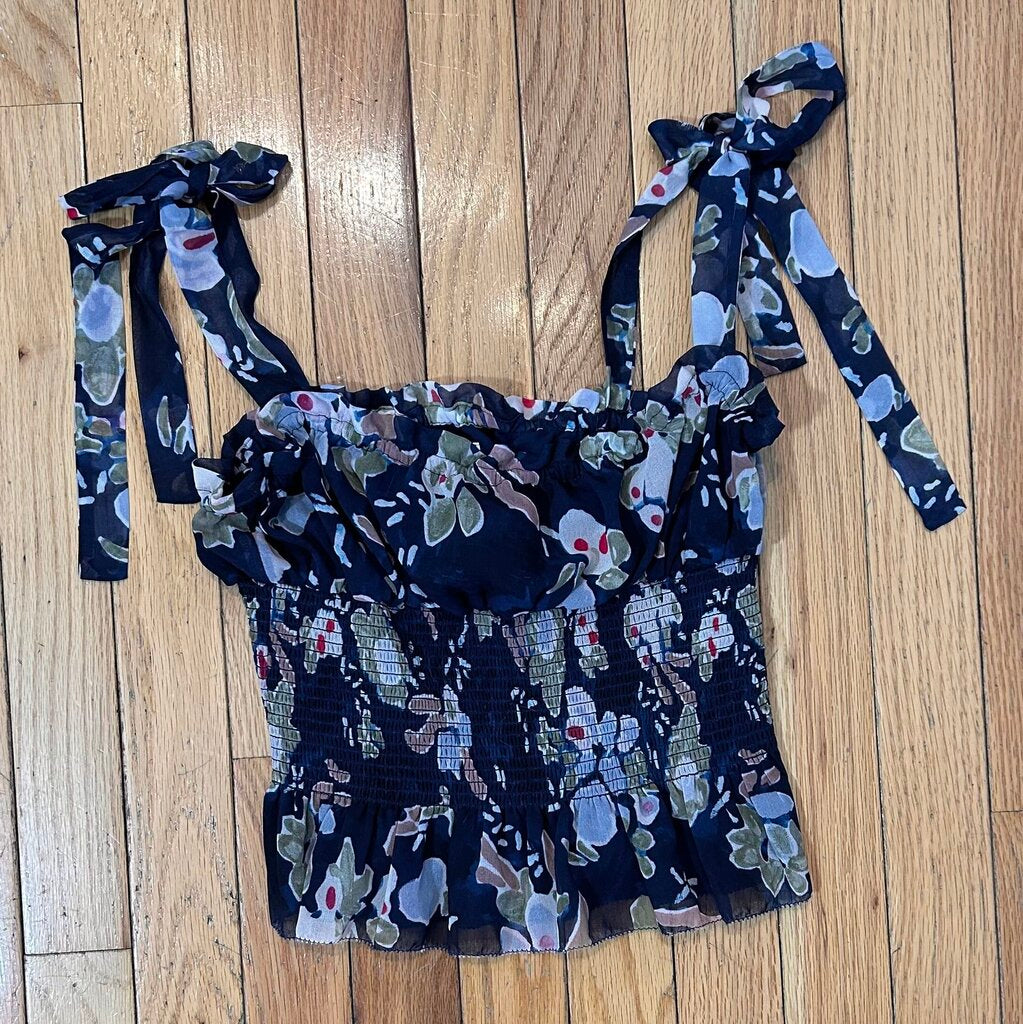 Wilfred silky smocked floral tank (XXS)